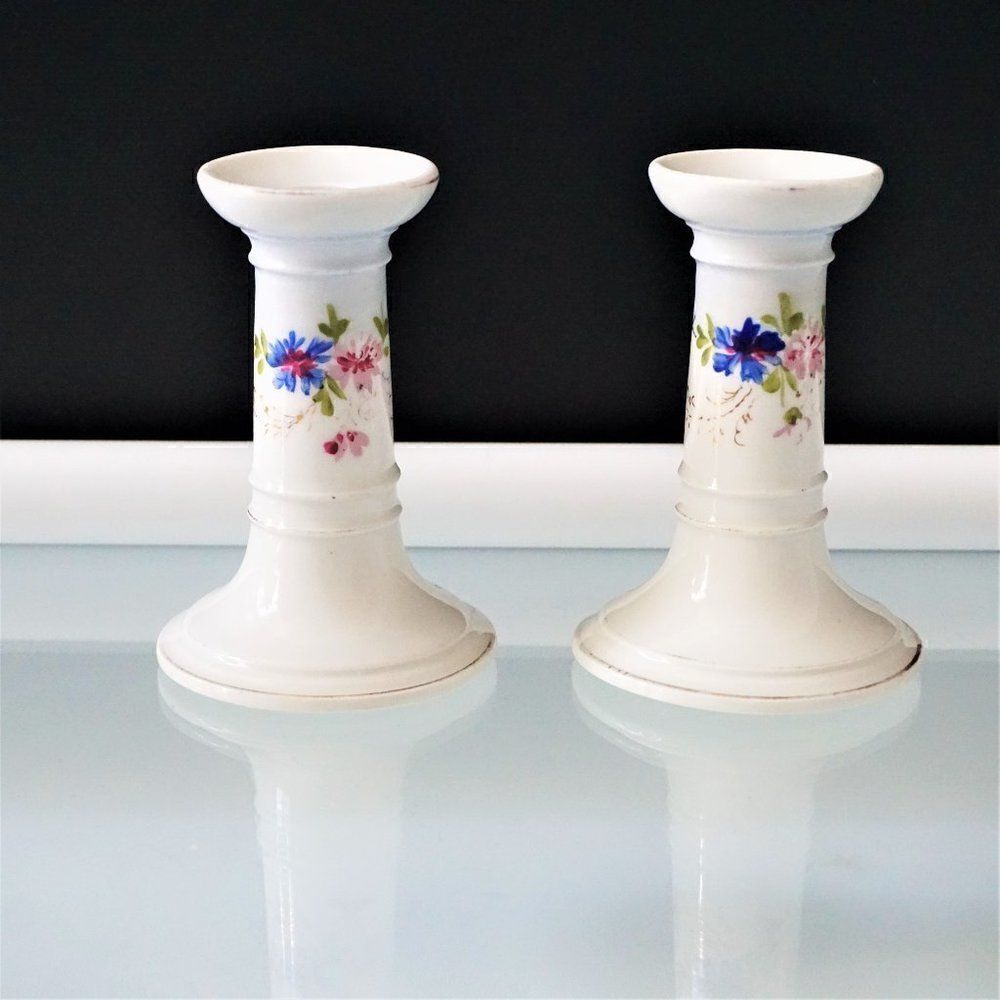 Vintage Floral Taper Candlesticks Romantic Candle Holders